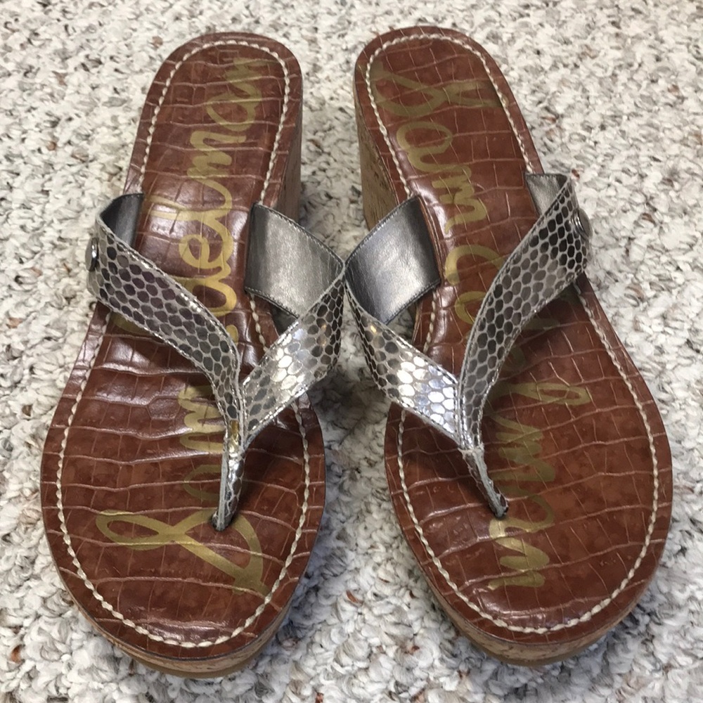 SAM EDELMAN Romy cork-wedged platform sandals